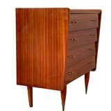 Vintage varnished teak chest of drawers 1970