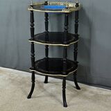 Blackened wooden stool, "Portrait of Louis XVI", Napoleon III - 19th century