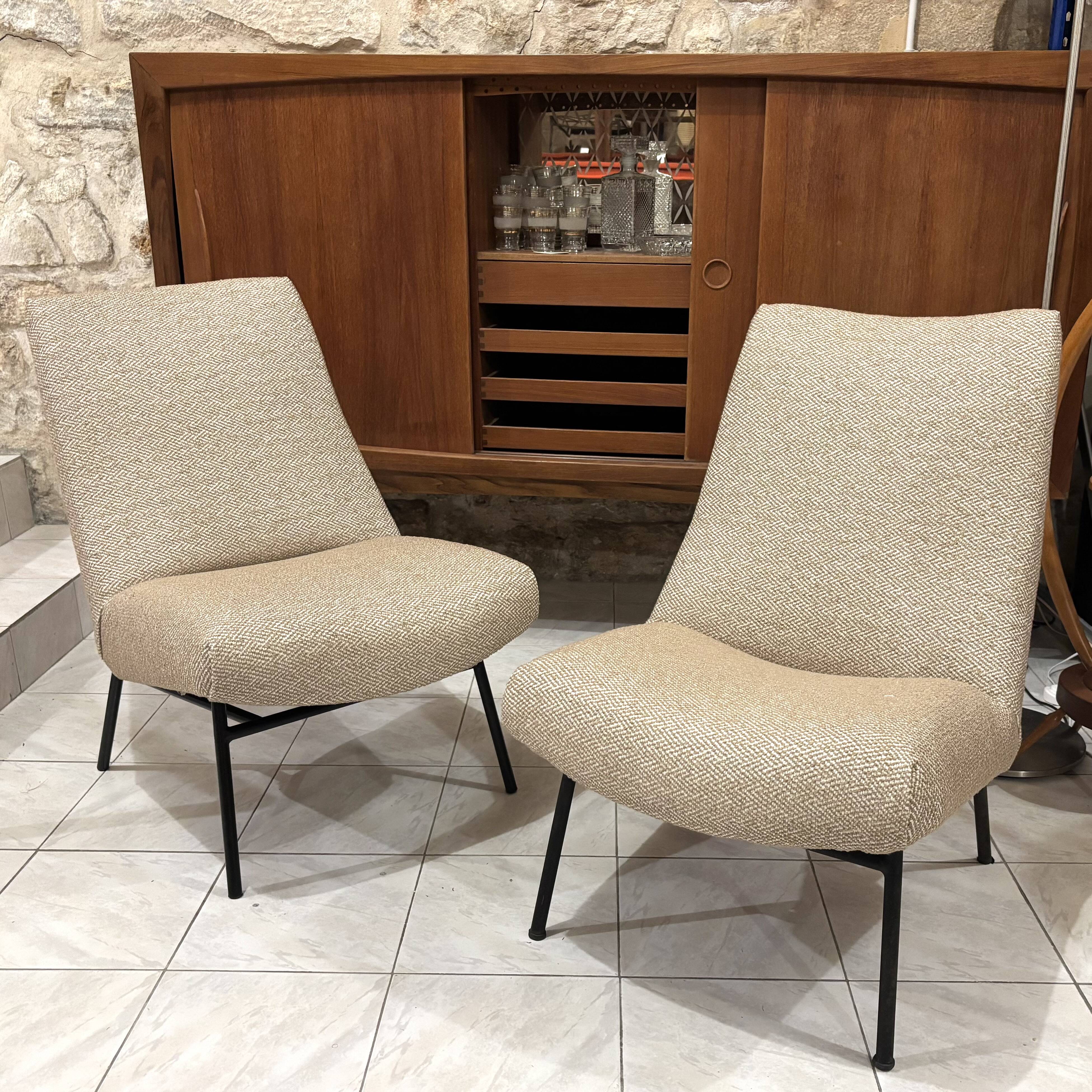 Pair of armchairs by Pierre Guariche for Steiner reupholstered.