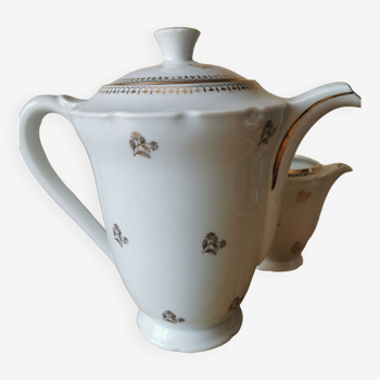 Teapot and milk jug Limoges porcelain