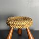 Midcentury French braided rope stool by Audoux & Minet, 1950s