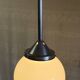 Art Deco aluminium suspension with XL opaline globe - mid 20th century.