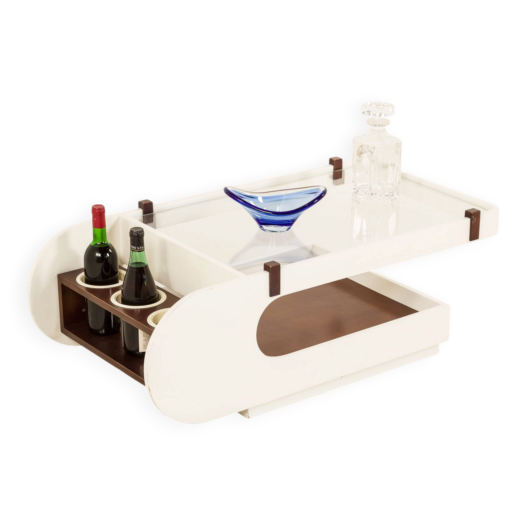 Table basse italienne avec un compartiment bar, années 1970.