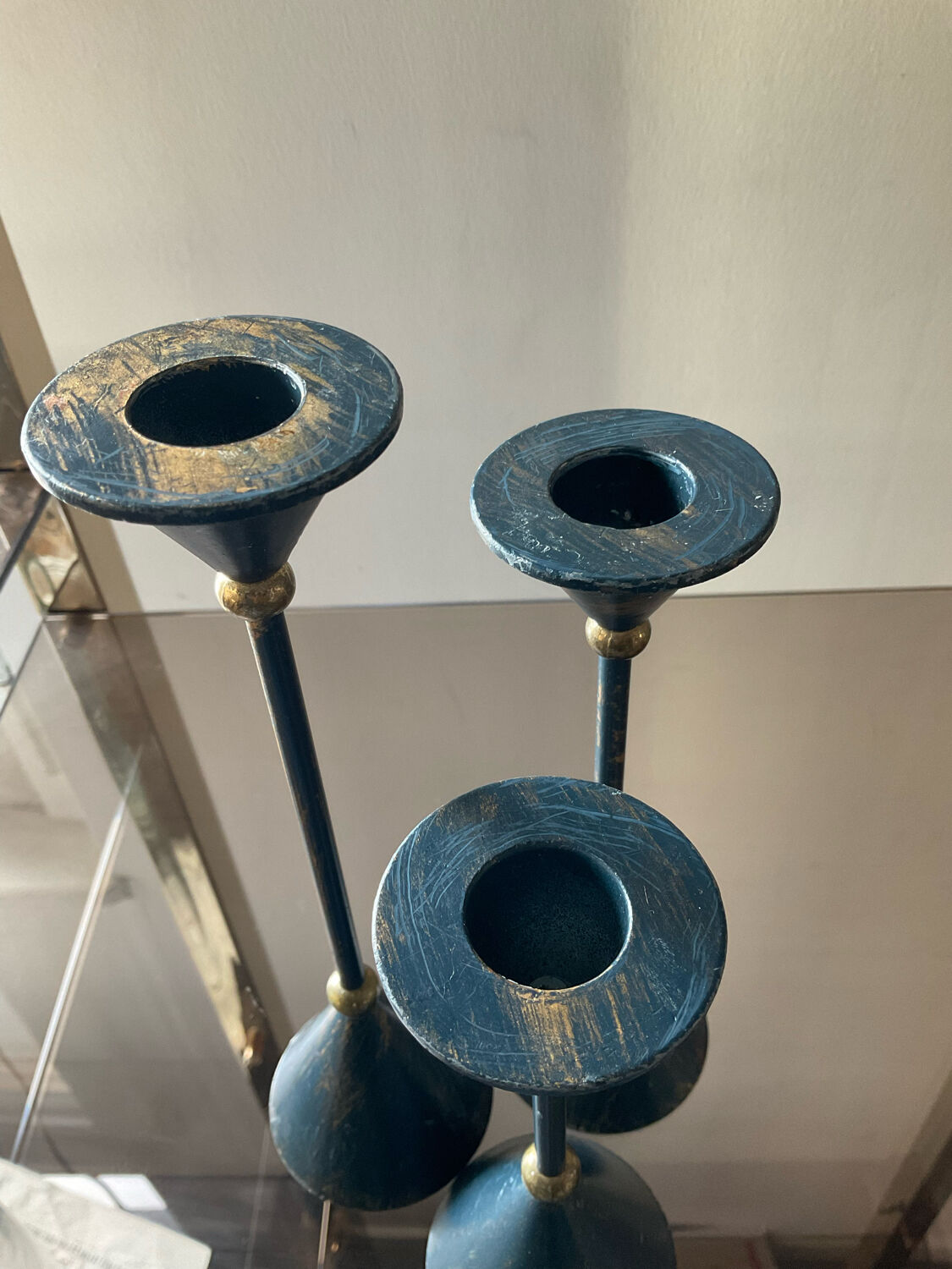 Trio of vintage candle holders from the 70s-80s