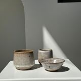 Meeting of three ceramic pieces: ice cup, small cup and small cup