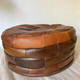 Patchwork leather pouf from the 70s and 80s