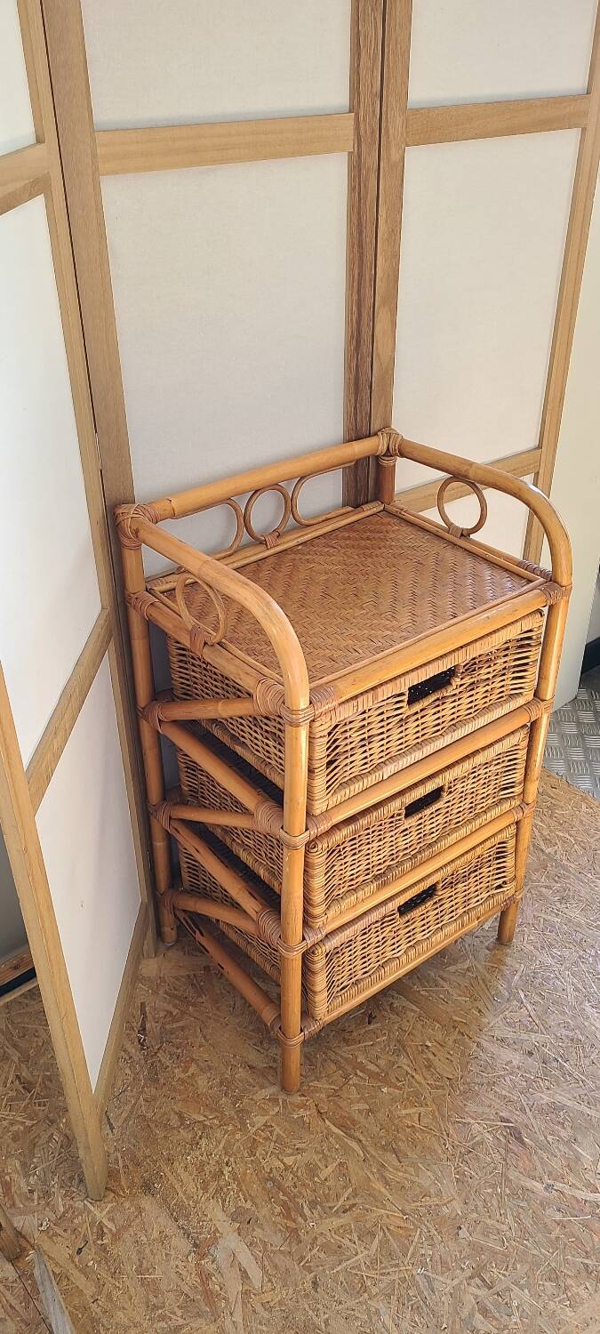 Commode rotin vintage