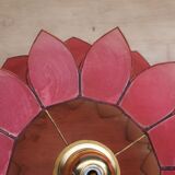 Vintage hanging lamp mother-of-pearl lotus flower and rose-degrading brass