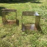 Pair of bedside tables in plexiglass smoked 70