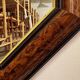 Miroir vintage hexagonal avec cadre en ronce de bois