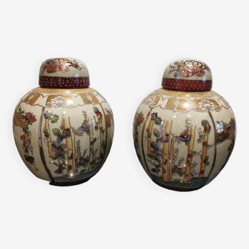 Large Chinese Porcelain Ginger Jars Decorated With A Bamboo Grove