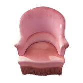 Pink velvet toad armchair with fringes