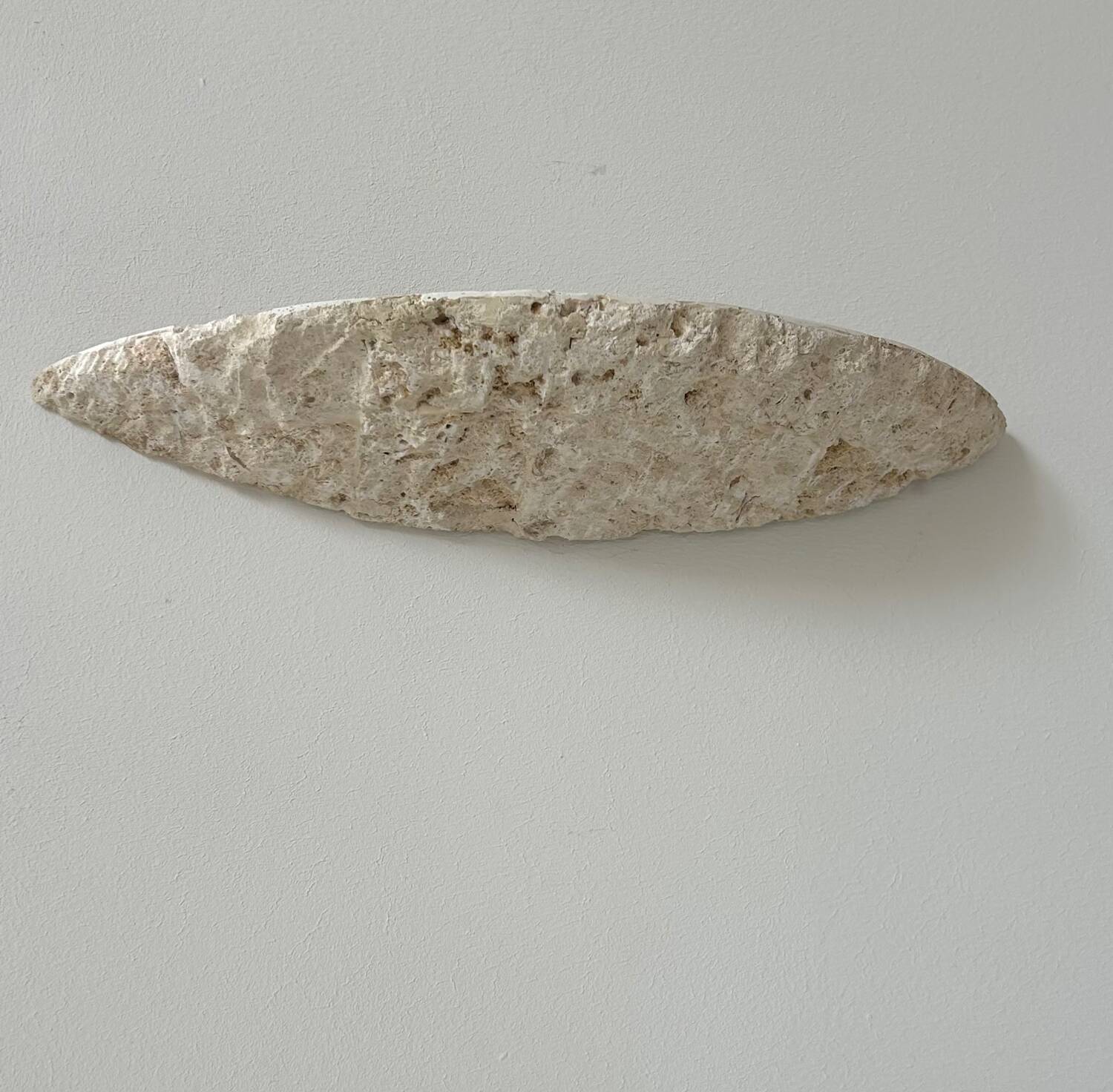 Pair of vintage stone sconces, natural beige, Italy 1979