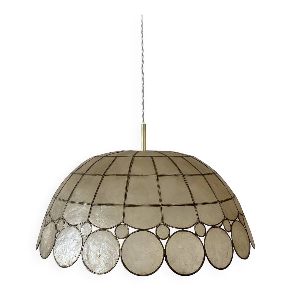 Suspensions Luminaires En Nacre Et Laiton - Lot De 6 Pièces - Occasion - Gris