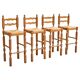 Set of 4 Razorblade bar stools in solid oak, 1960s.