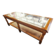 Vintage coffee table in solid wood and glass – double glass top and