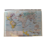 Old school card laminated "Colonial Empires and Great Trade towards the end of the 18th century."