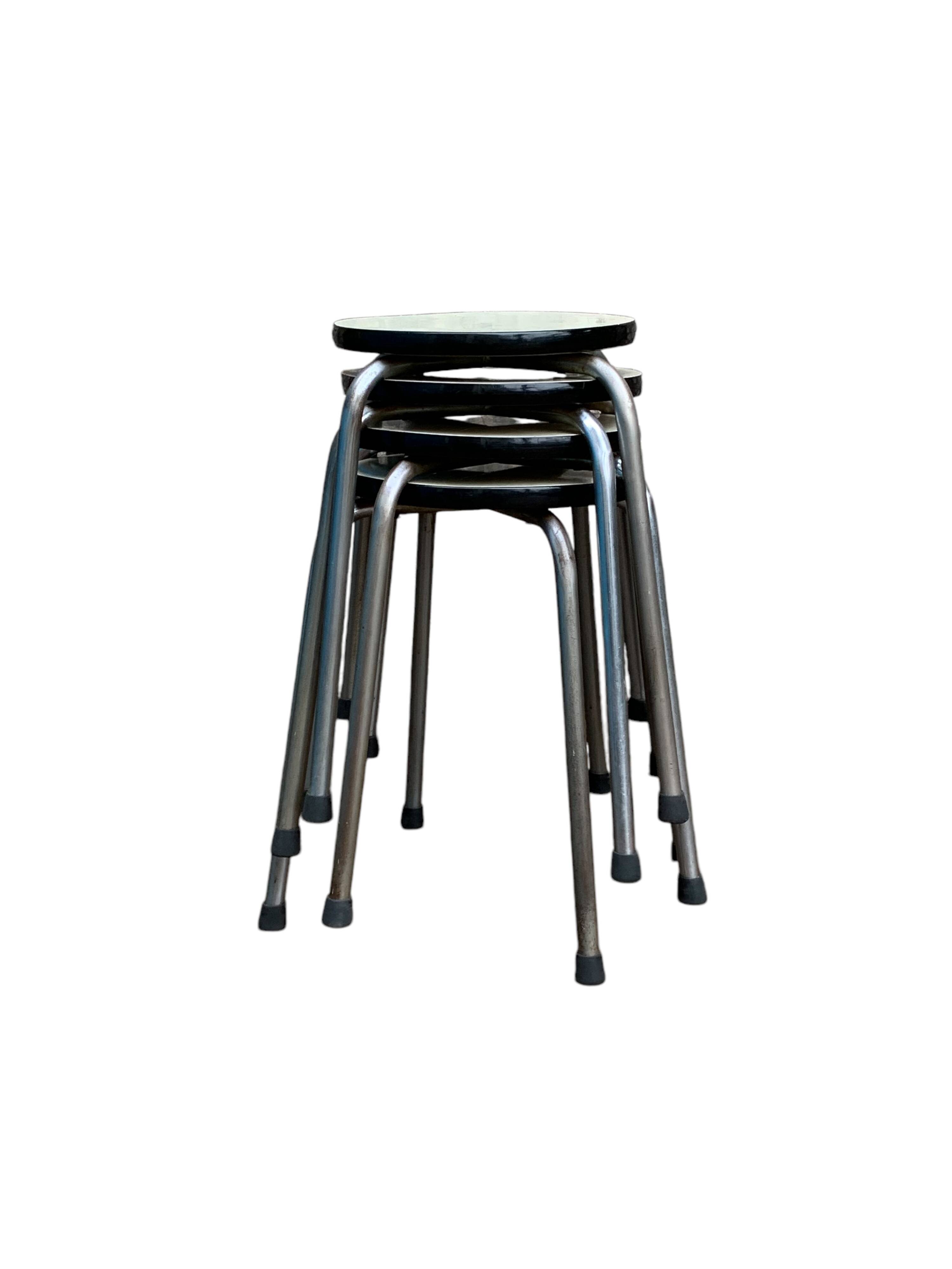 Vintage stackable stools Formica beige 1960