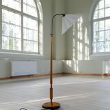 Organic Art Deco floor lamp in stained birch, Sweden, 1930s.