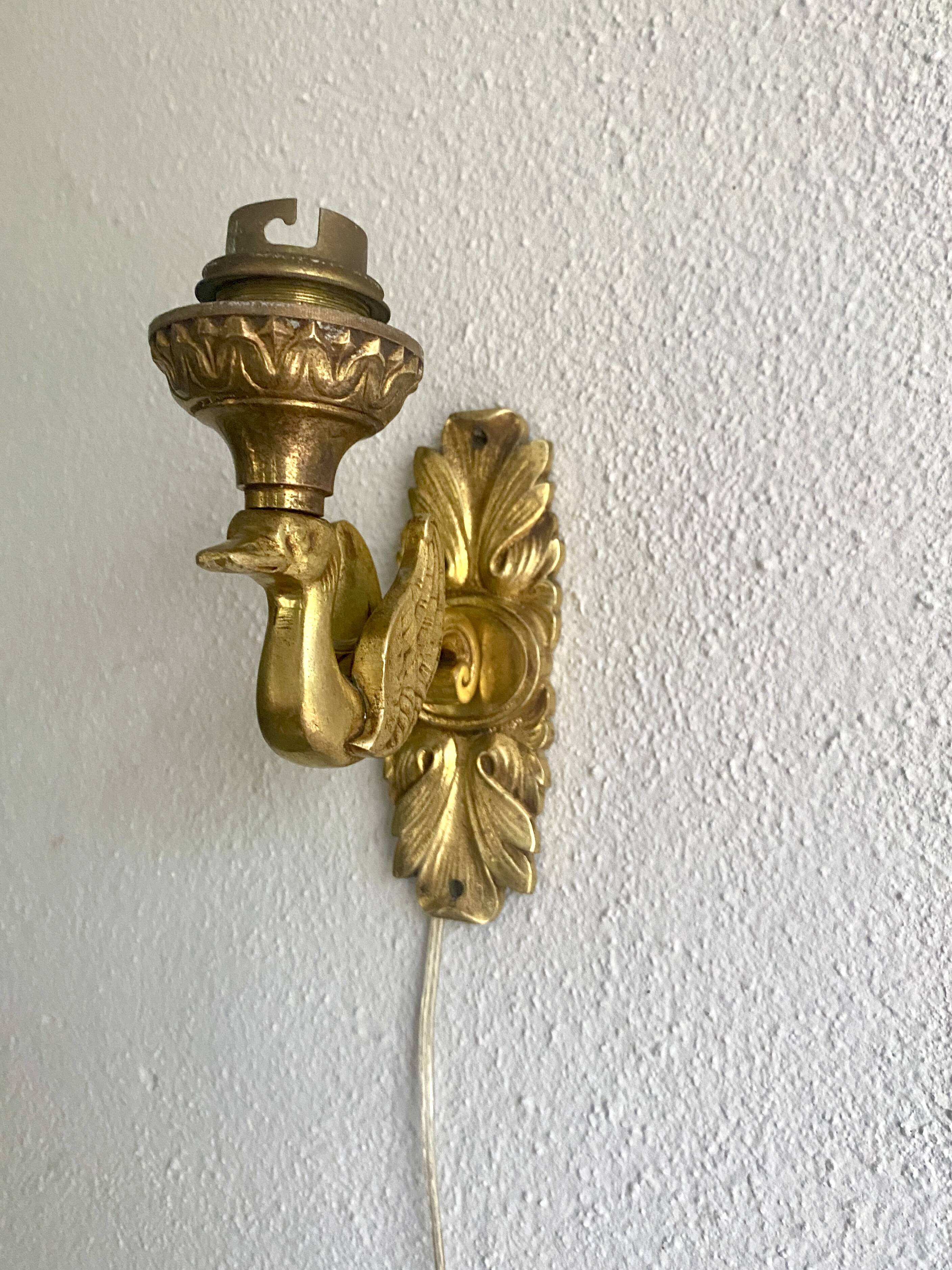 Bronze wall light, golden brass, clip-on wallpaper lampshade