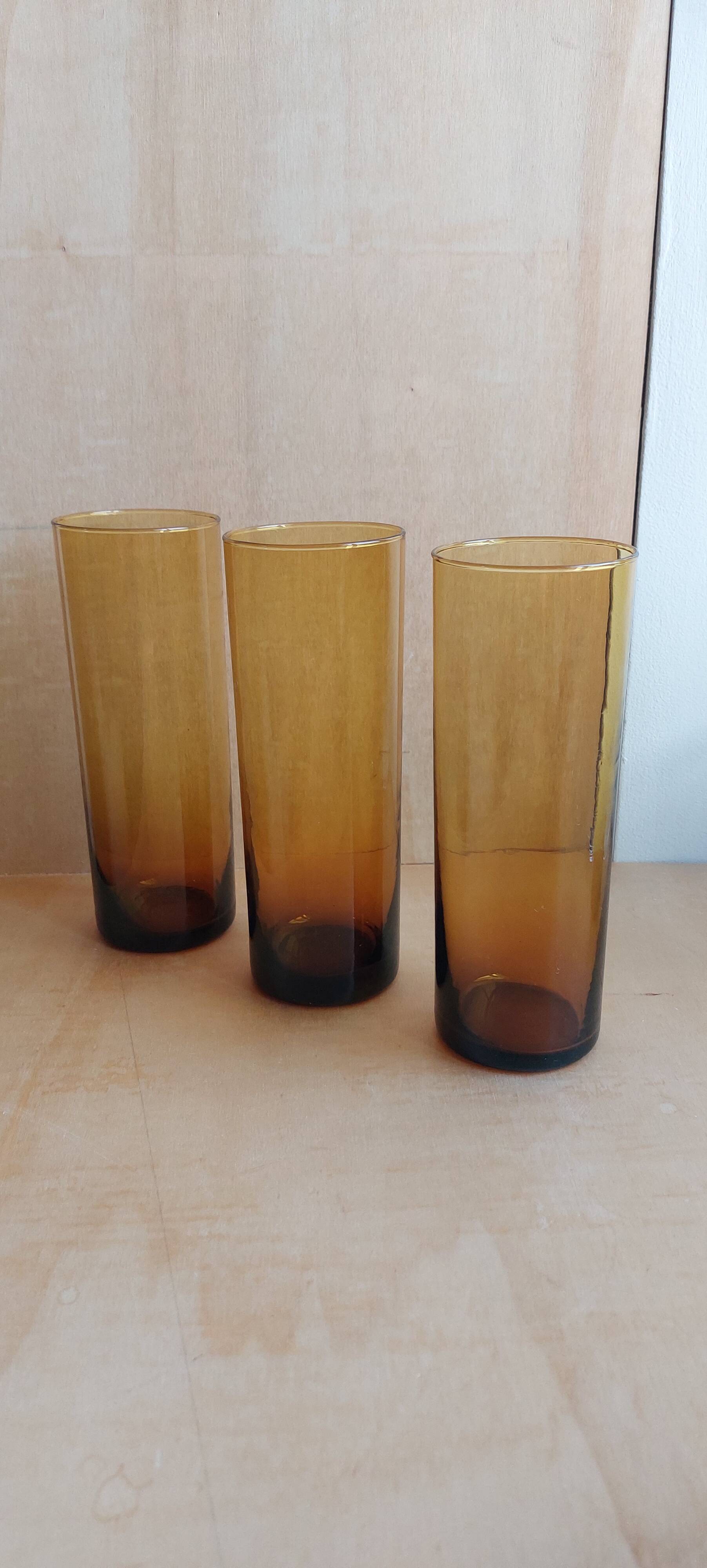 Set of 6 vintage amber glasses