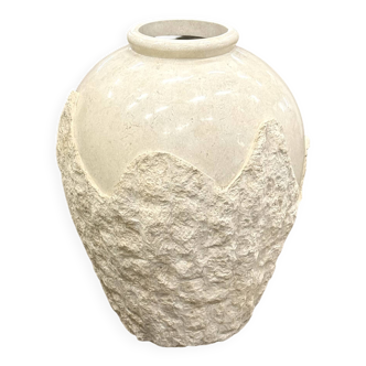 Grand vase de sol vintage en pierre de Mactan