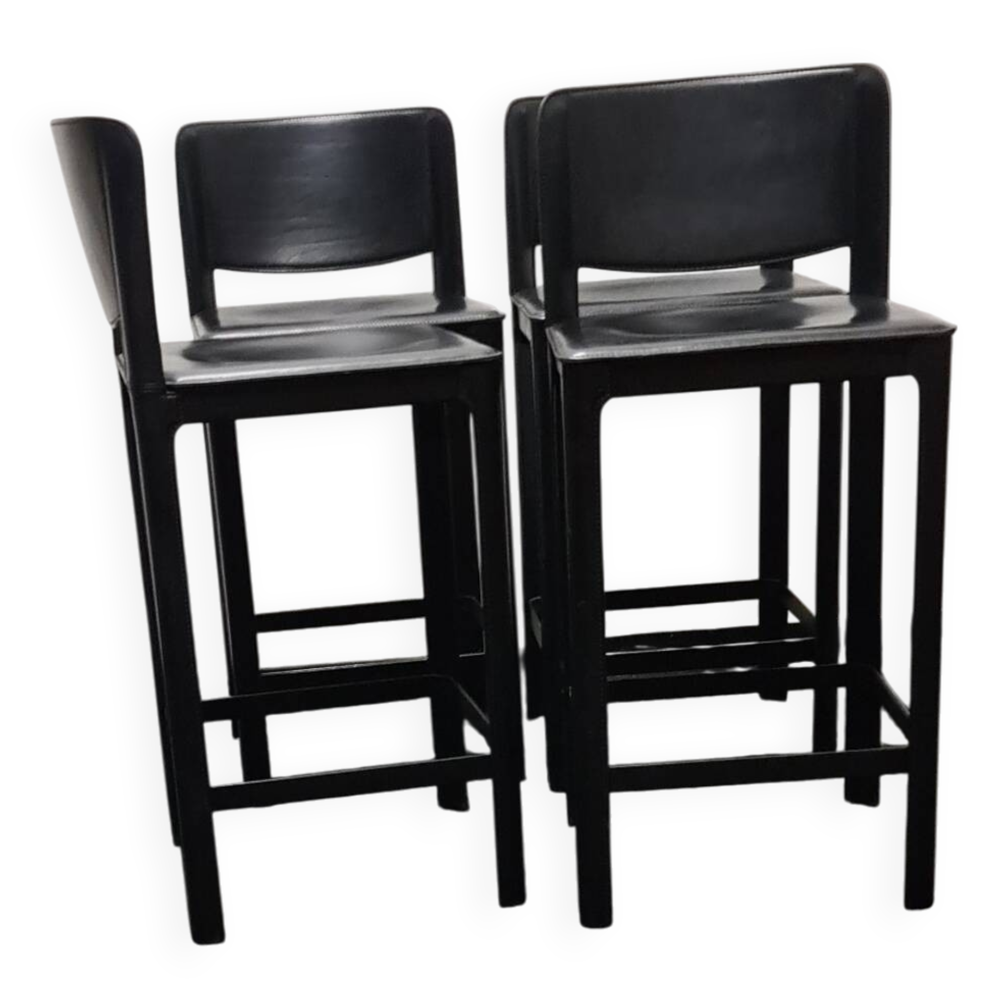 A set of four Italian leather bar stools by Matteo Grassi