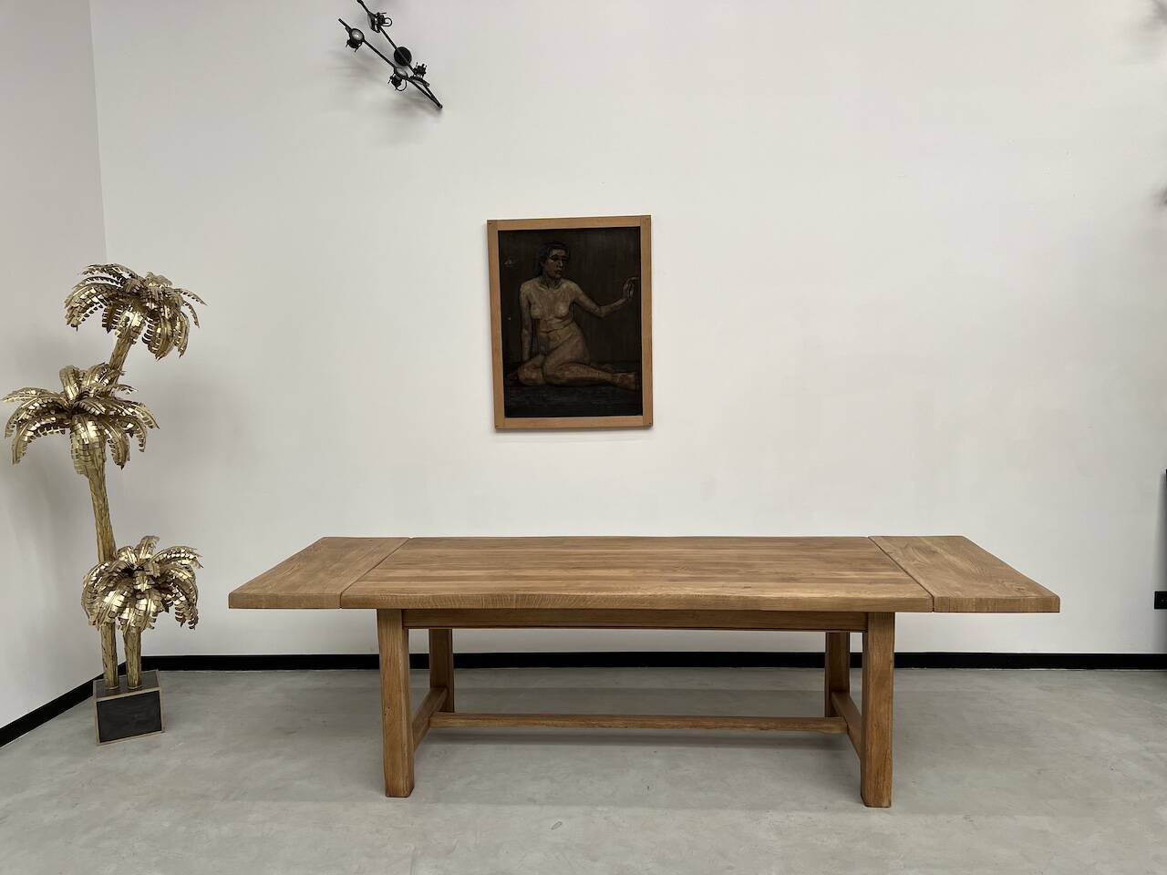 Large extendable solid oak farm table