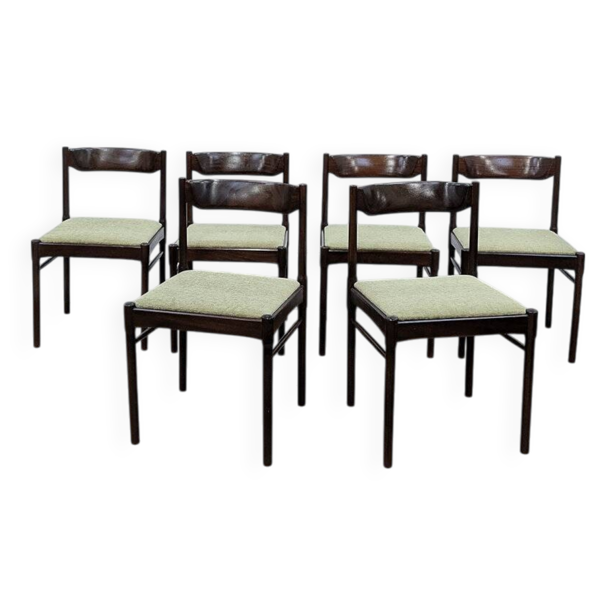 6 chaises scandinaves vertes vintage