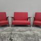 Vintage 1950s children's sofa and two armchairs with compass feet