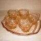Ensemble rosé plateau et 5 verres art déco