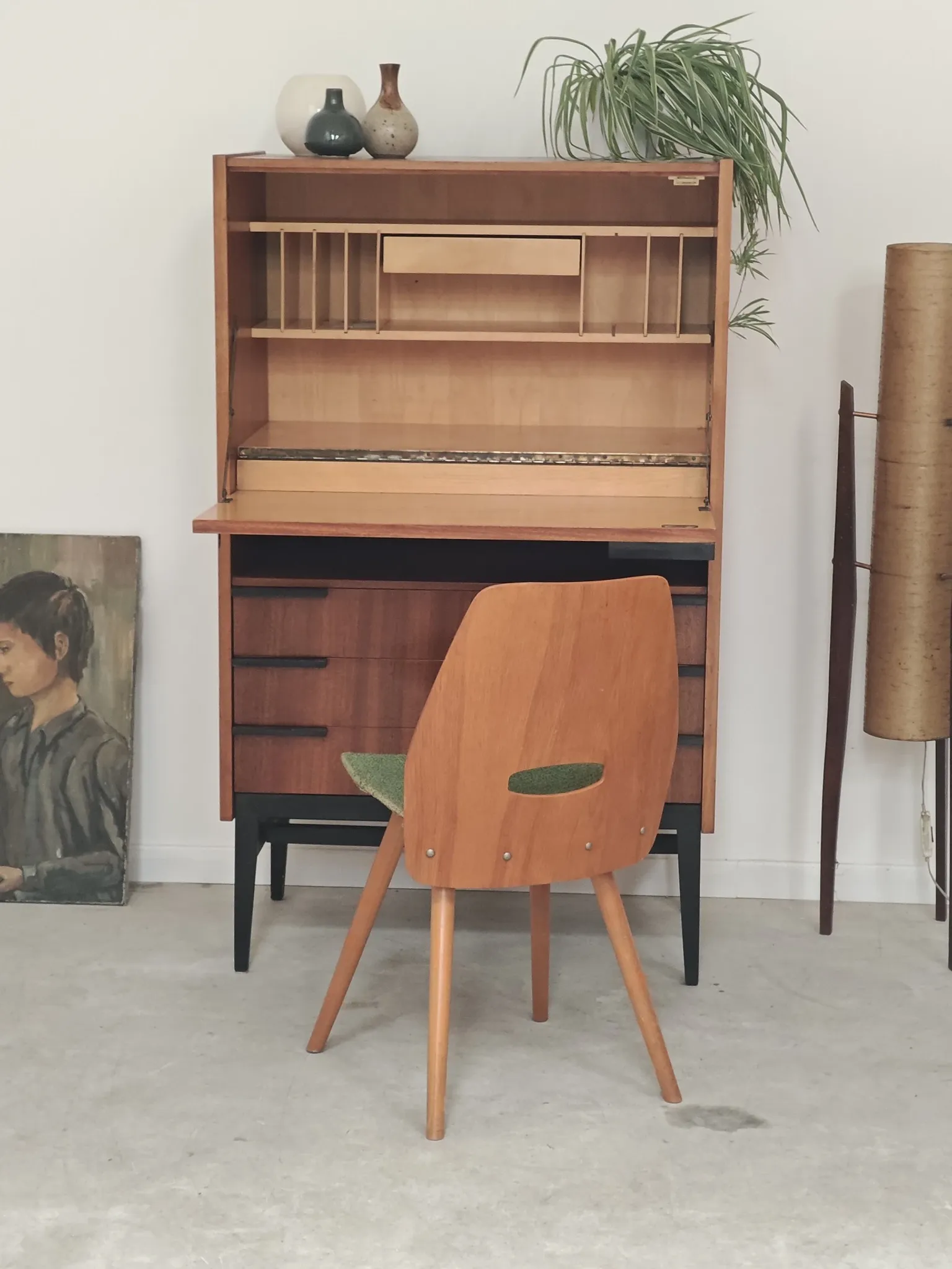 Wooden secretary by Frantisek Mezulanik for Up Zavody