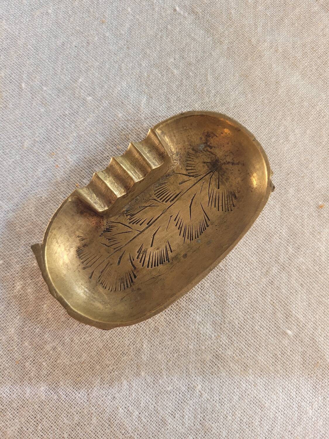 Small engraved brass ashtray