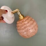 Vintage globe wall light in pink Clichy glass