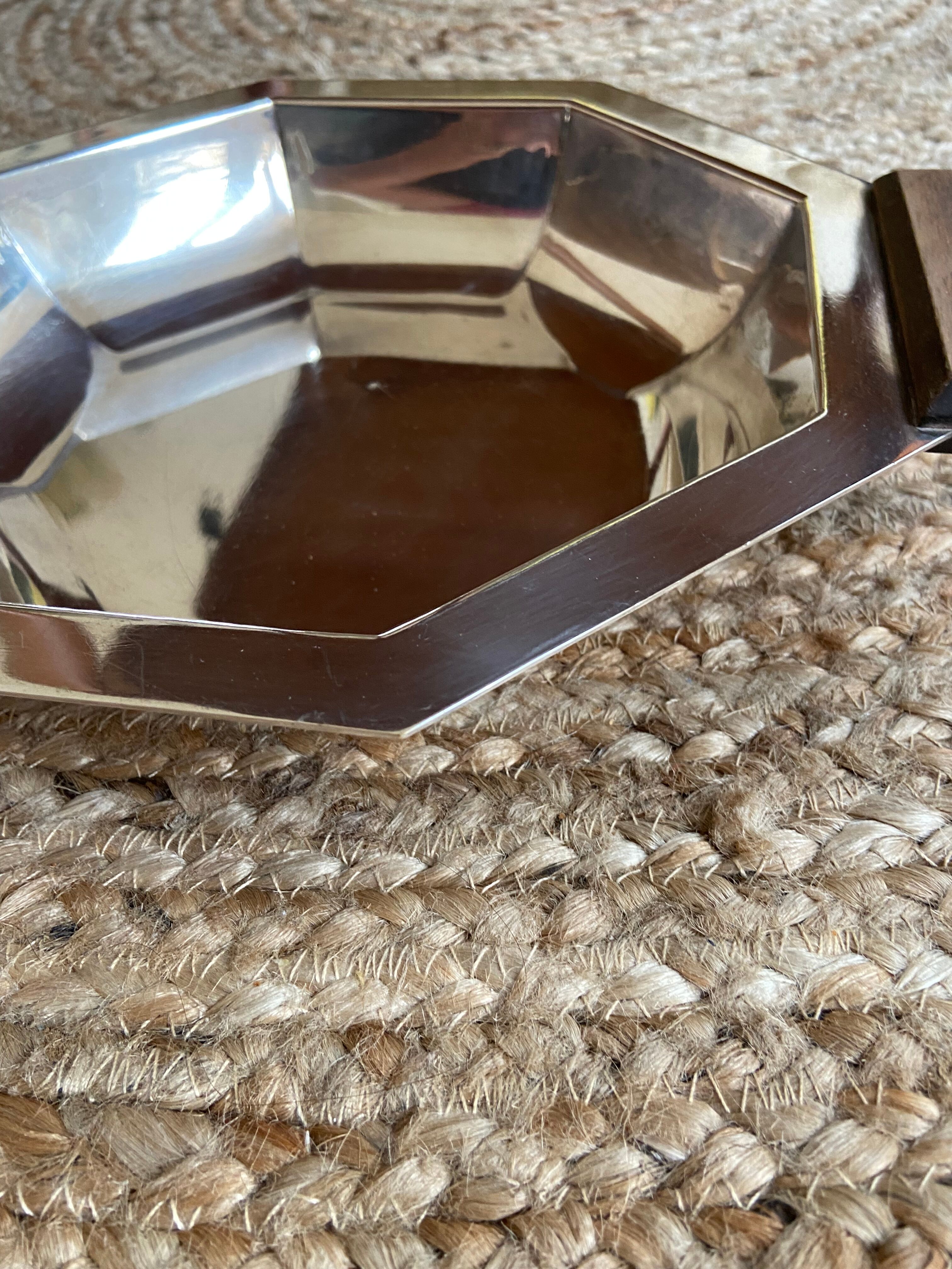 Art Deco silver metal and rosewood top