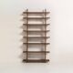 Sculptural wengé slat bookcase (Europe, 1960s).