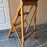 Ancien escabeau pliable peintre d’atelier à 4 marches en bois années 40