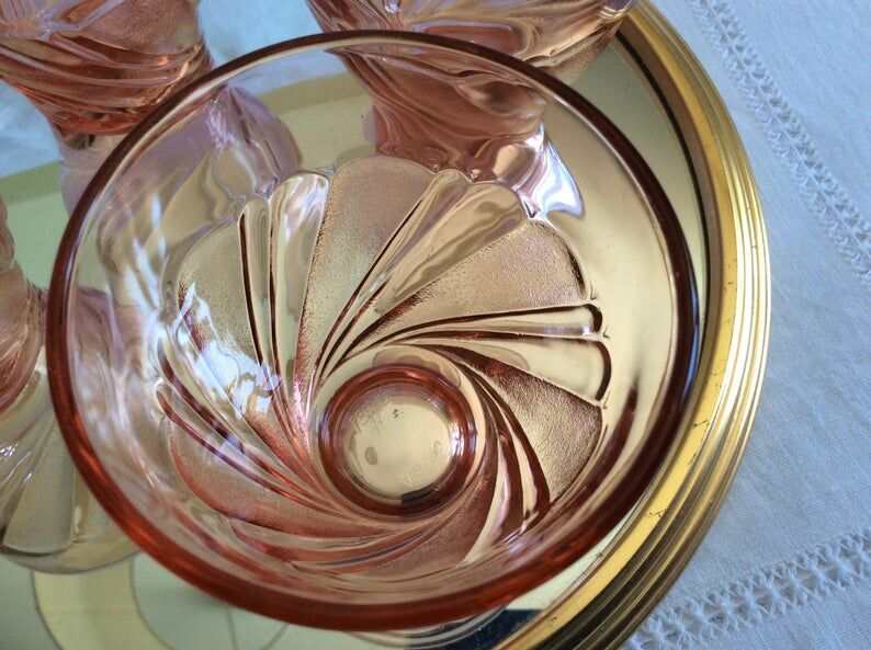 Set de 4 verres rose des années 1960