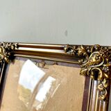 Vintage cooper & gold colored metal frame 27.5 cm  x  21.5 cm convex glass