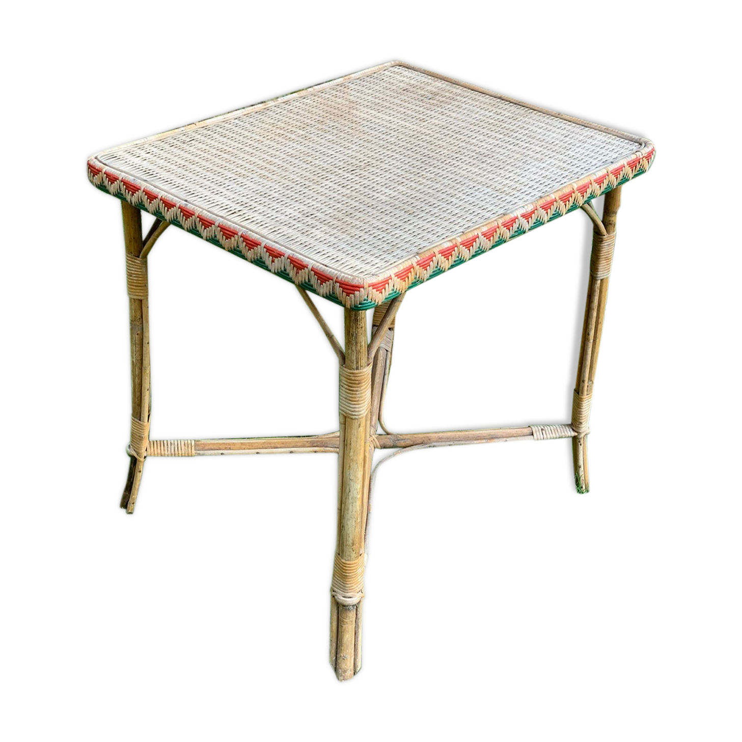 High wicker and rattan table