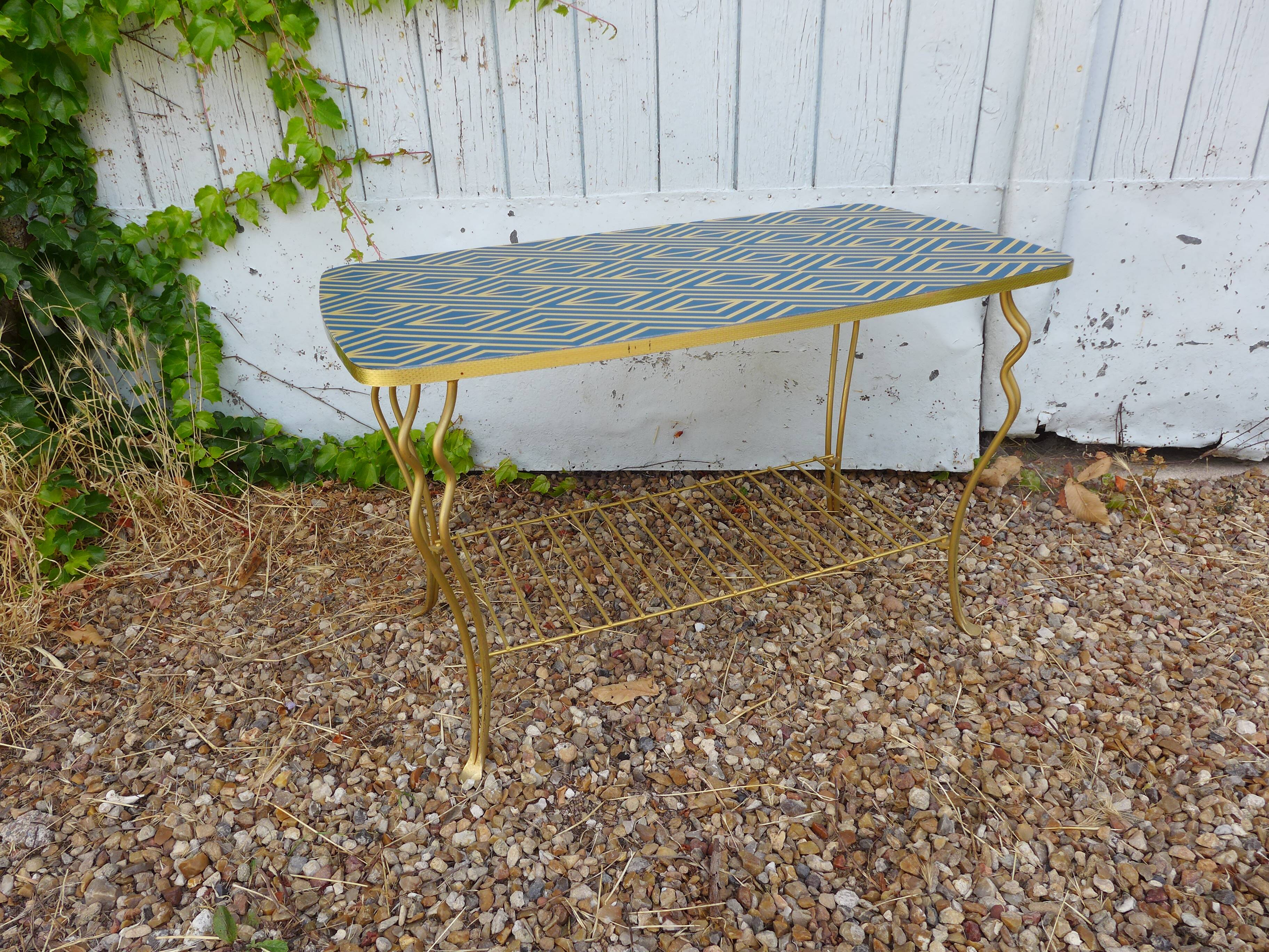 Golden brass coffee table