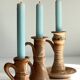 3 vintage handcrafted pottery candle holders