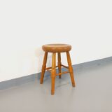 Vintage solid oak stool from the 50s 60s