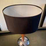 Scandinavian wood and metal lamp chrom from the 70s-80s
