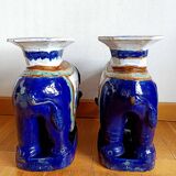 Pair of 20th century ceramic elephant stools
