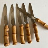 Set of 6 table knives 1960 Riviera bamboo handle