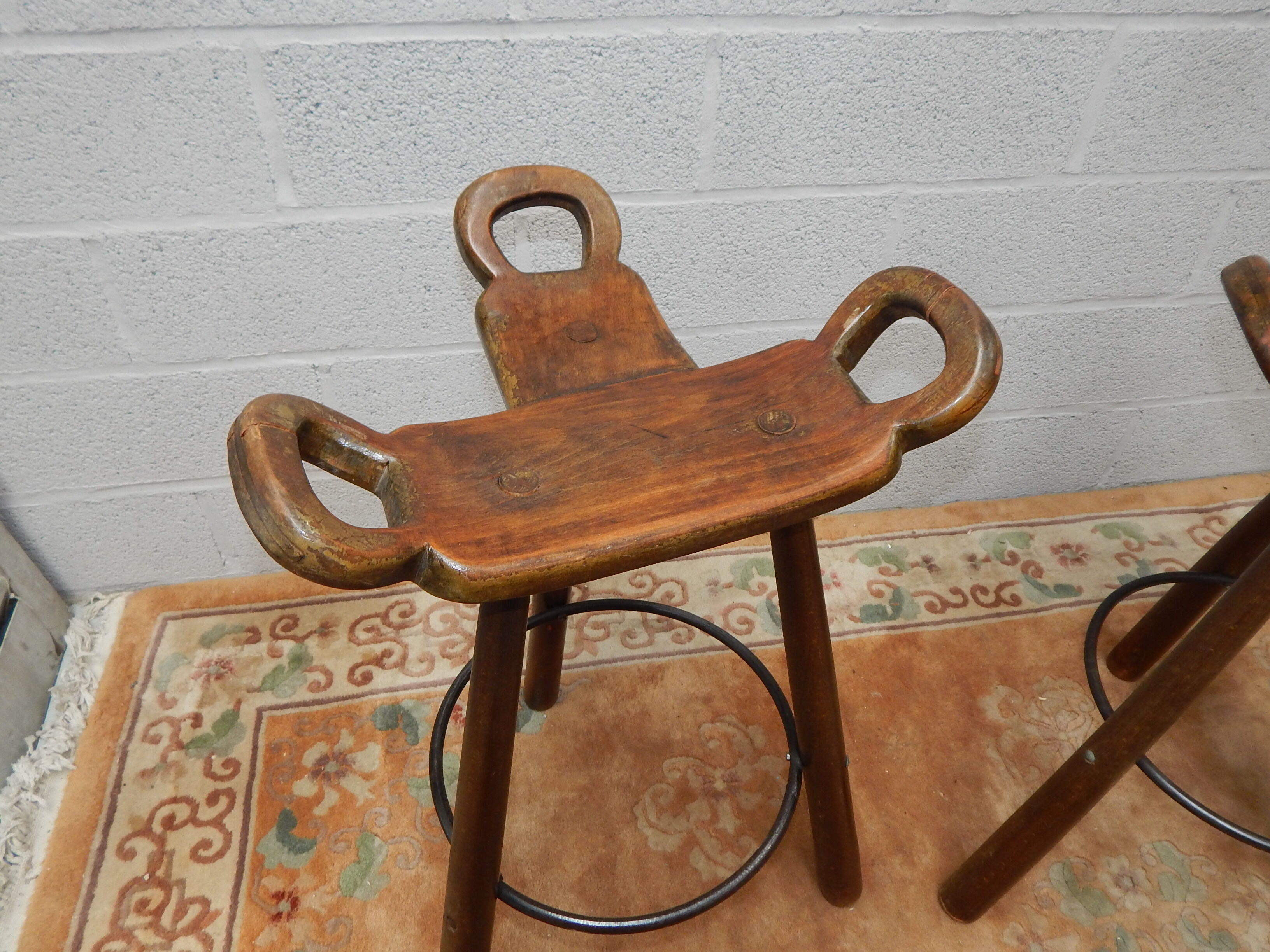 Pair tripod bar stool vintage scandinavian design