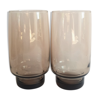 Duo de verres fumés années 70 vintage