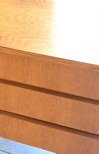 Bureau scandinave vintage en teck blond miel