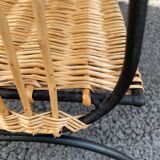 Wicker lyre side table